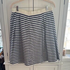 LOFT Navy and White Striped A-Line Skirt